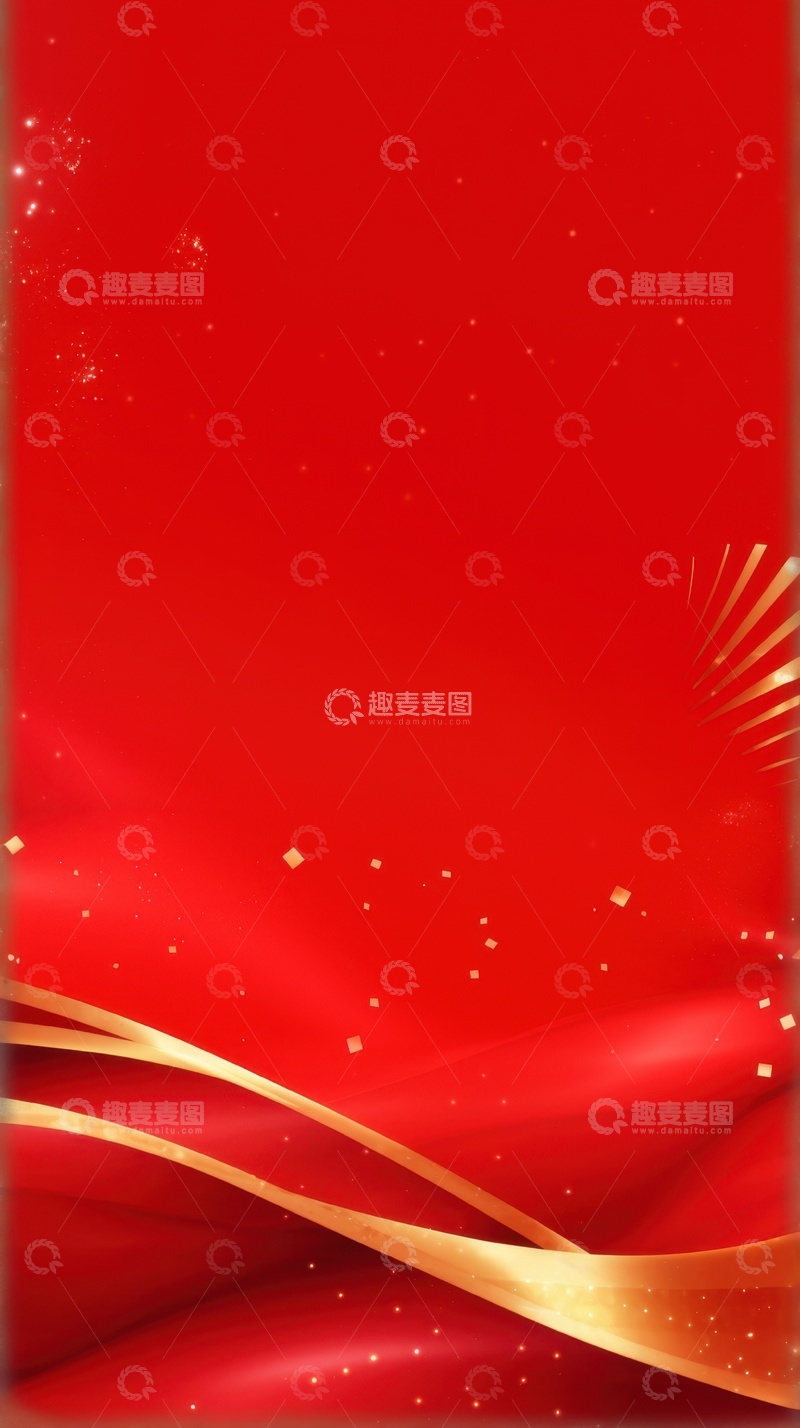 高清大图下载【趣麦麦图】红色大气简约金色线条背景