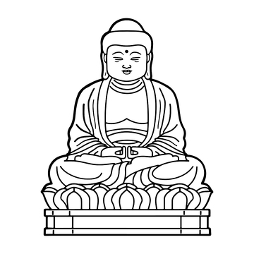 矢量黑白简约佛像线稿