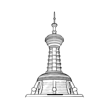 城市尖塔建筑线稿