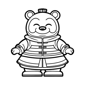 矢量简约熊娃娃线稿