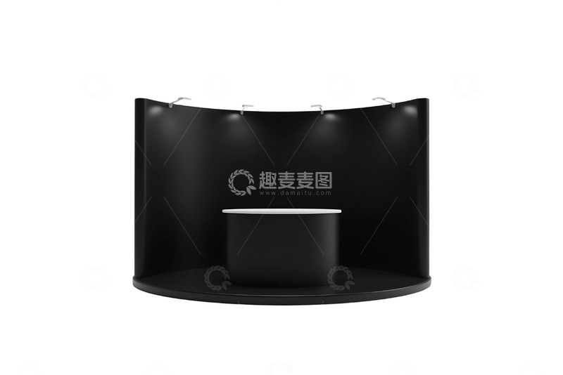 高清大图下载【趣麦麦图】免抠3d渲染的暗色背景下黑色展台 