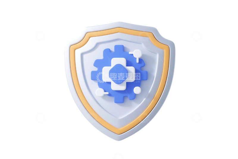 高清大图下载【趣麦麦图】免抠3D科技盾牌图标 