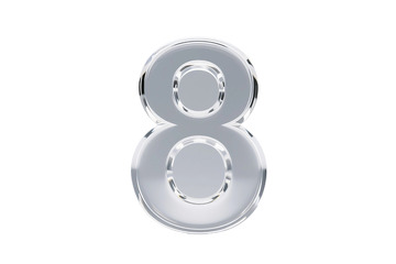 免抠3D立体玻璃数字8 