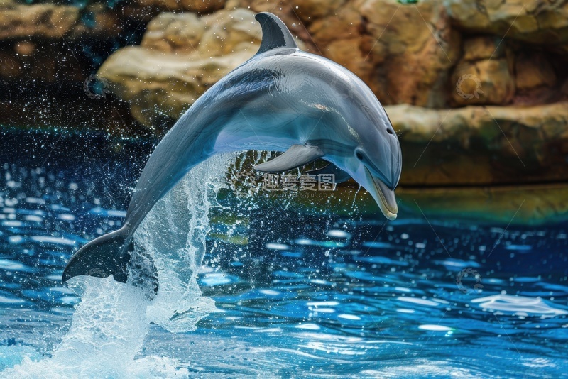 高清大图下载【趣麦麦图】动物园里跳跃的海豚