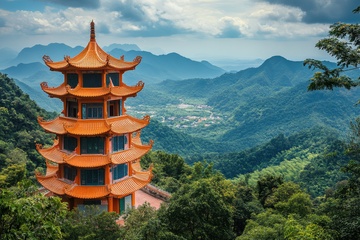深山里的塔楼建筑