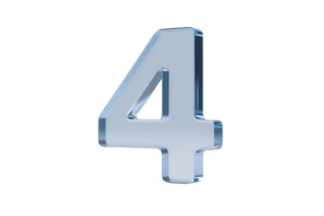 免抠3D立体玻璃数字4 