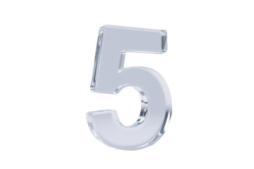 免抠3D立体玻璃数字5 
