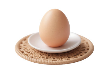 免抠3D立体放在茶垫上的鸡蛋 