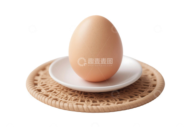 高清大图下载【趣麦麦图】免抠3D立体放在茶垫上的鸡蛋 
