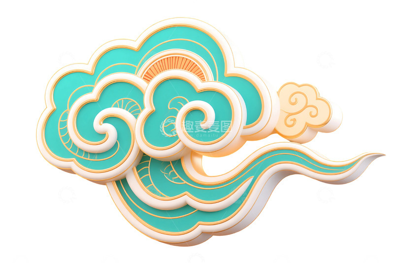 高清大图下载【趣麦麦图】免抠3D立体中国风国潮祥云免抠元素 