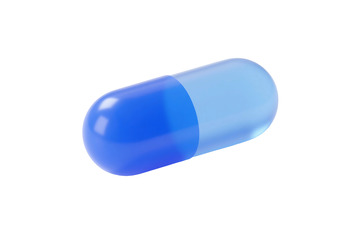 免抠3D蓝色半透明立体胶囊元素 