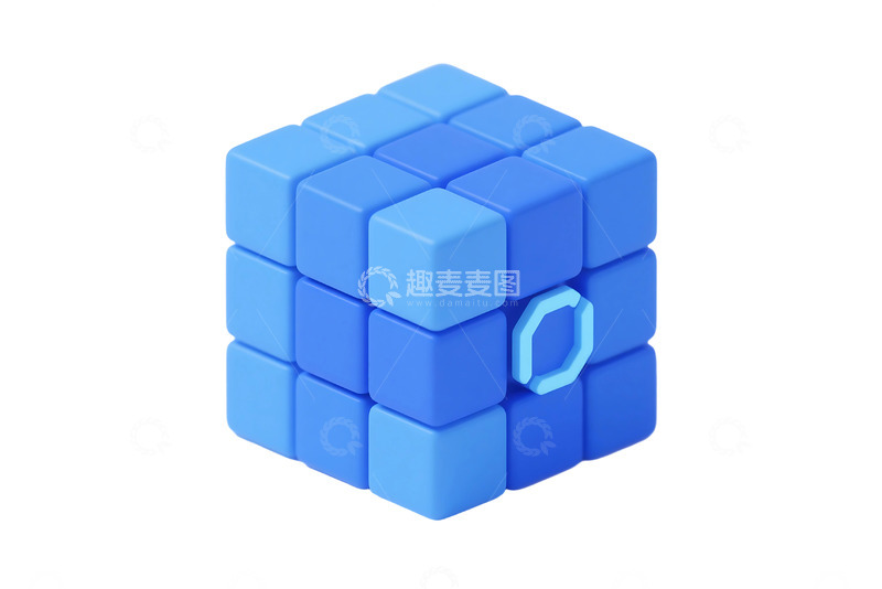 高清大图下载【趣麦麦图】免抠3D蓝色科技魔方图标：品类 