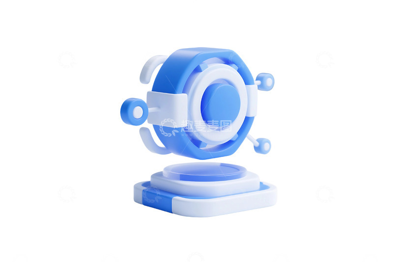 高清大图下载【趣麦麦图】免抠3D蓝色科技立体图标 