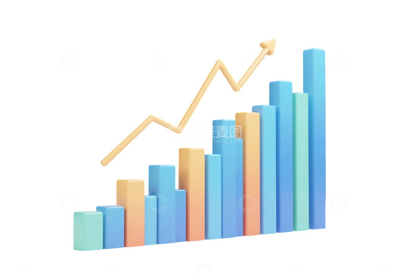 免抠3D金融柱状图表 