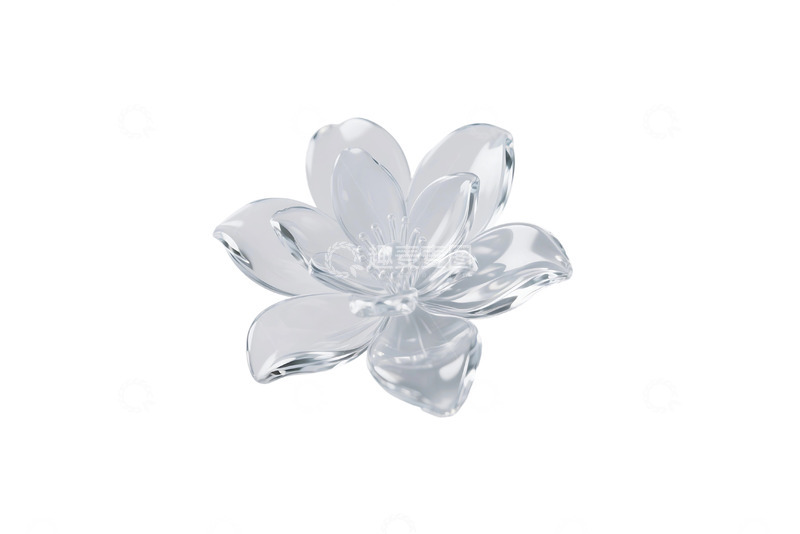 高清大图下载【趣麦麦图】免抠3D透明玻璃质感花朵 