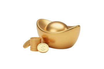 免抠3d金元宝和金币 