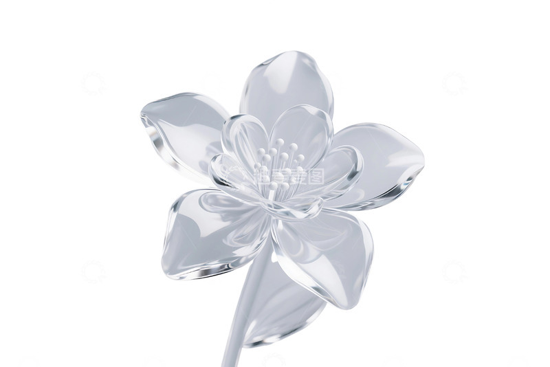 高清大图下载【趣麦麦图】免抠3D透明玻璃质感花朵 1