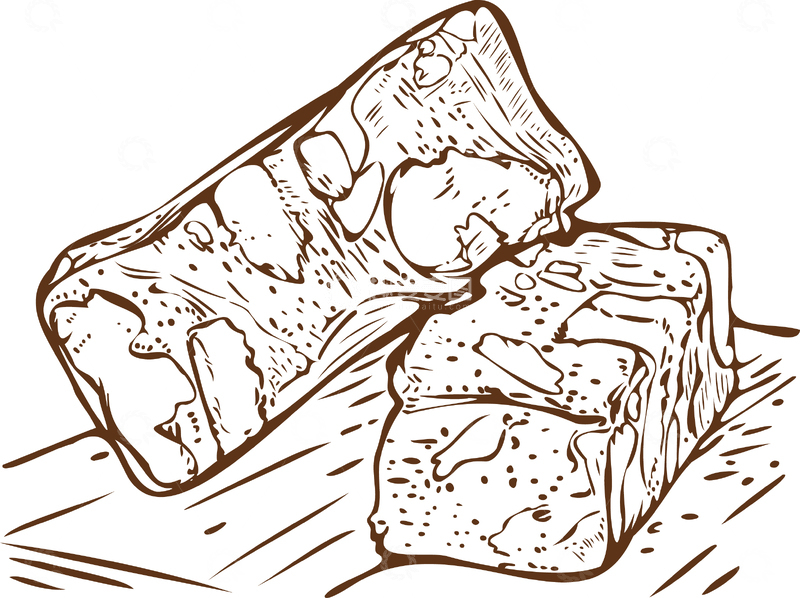 手绘红枣黑芝麻核桃糕线稿免扣png