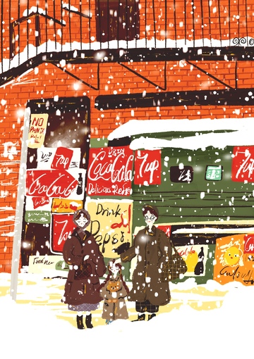 冬季节日创作漫天飞雪爱情氛围1