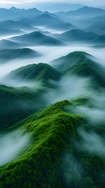大雾森林鸟瞰高清手机壁纸