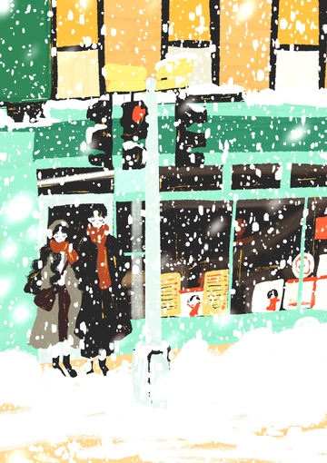 冬季节日创作漫天飞雪爱情氛围