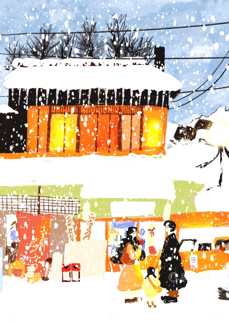 高清大图下载【趣麦麦图】冬季节日创作漫天飞雪