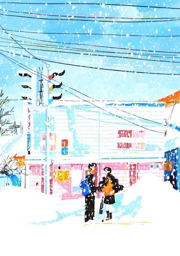 冬季节日创作漫天飞雪恋爱中