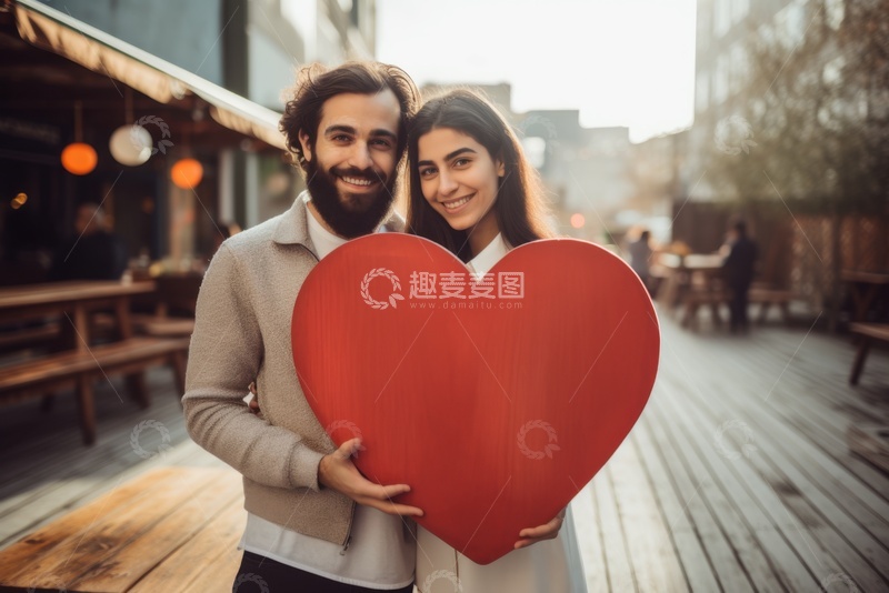 高清大图下载【趣麦麦图】抱着桃心的情侣1