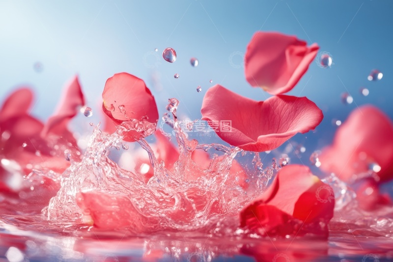 高清大图下载【趣麦麦图】花瓣水花特写摄影