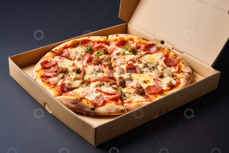 高清大图下载【趣麦麦图】纸盒里装着的披萨