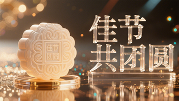 轻奢中秋海报3D立体月饼莫兰迪色