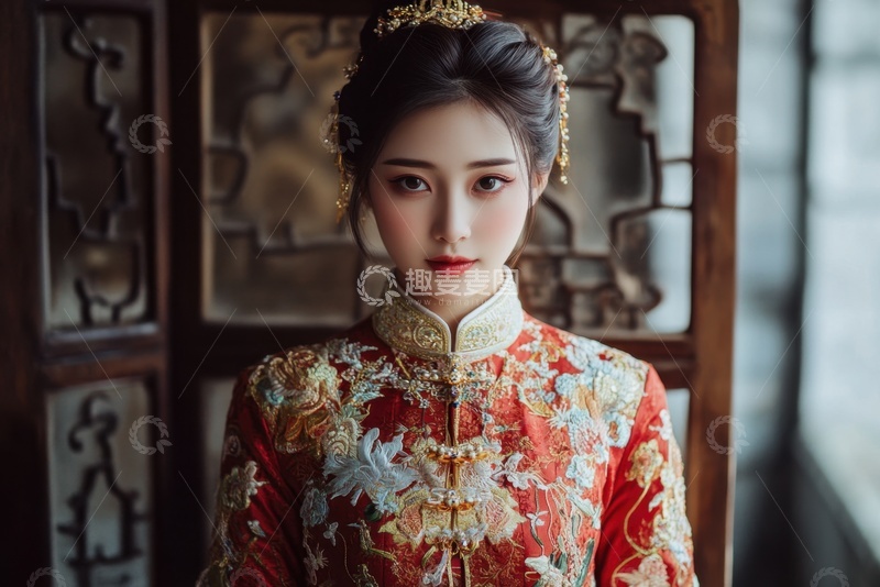 高清大图下载【趣麦麦图】穿着秀禾的一位新娘