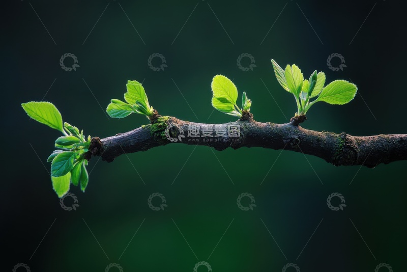 高清大图下载【趣麦麦图】发芽的一枝树枝