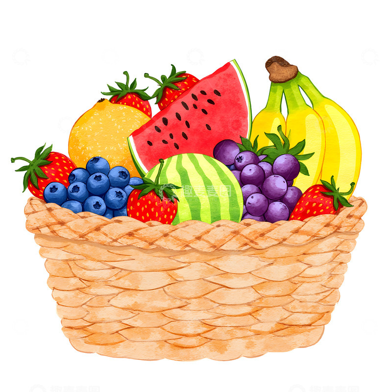 高清大图下载【趣麦麦图】篮子里的缤纷水果