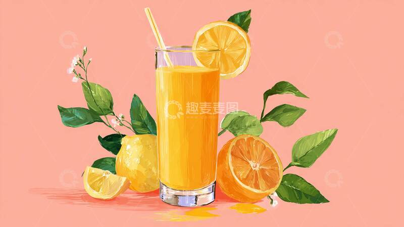 高清大图下载【趣麦麦图】橙汁   酸甜    解渴提神   