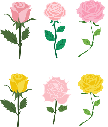 卡通玫瑰花免扣元素矢量插画扁平风