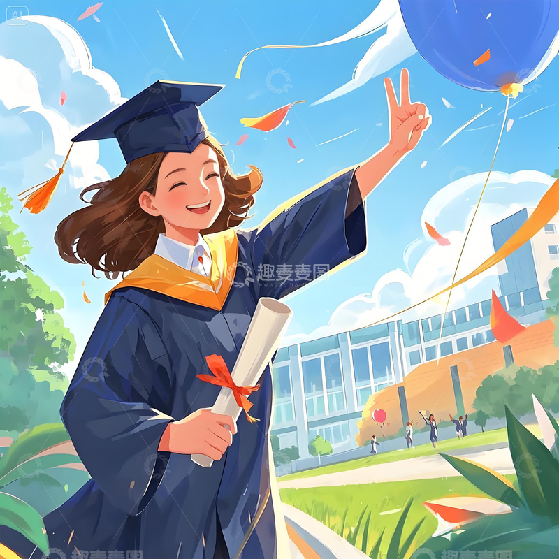 源文件下载【趣麦麦图】毕业季卡通学生人物形象1