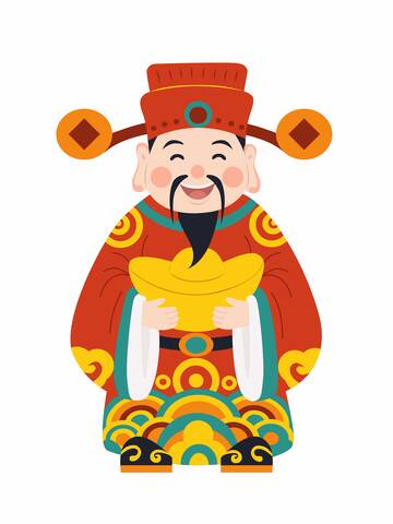 卡通财神插画矢量插画免扣元素