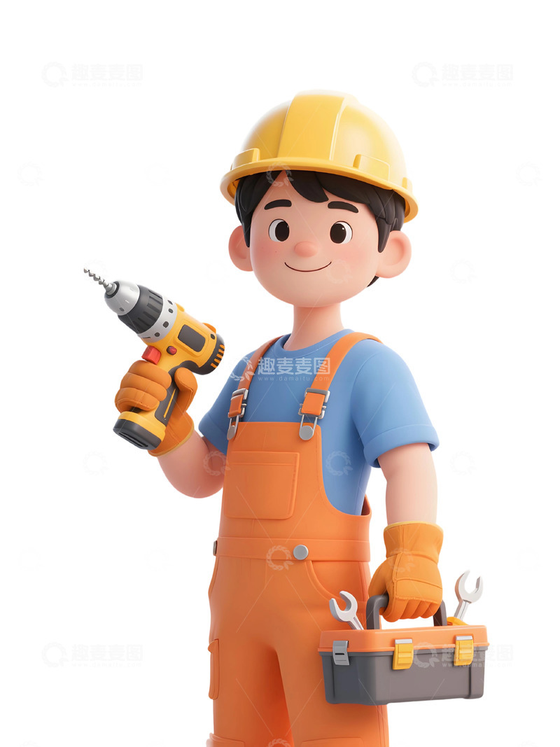 高清大图下载【趣麦麦图】-建筑工人主题插画45