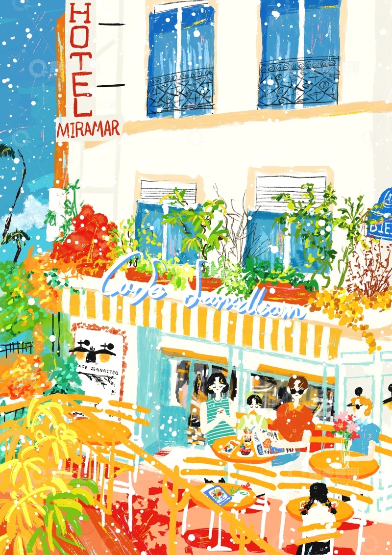 高清大图下载【趣麦麦图】原创治愈插画作品素材夏日午后歇息