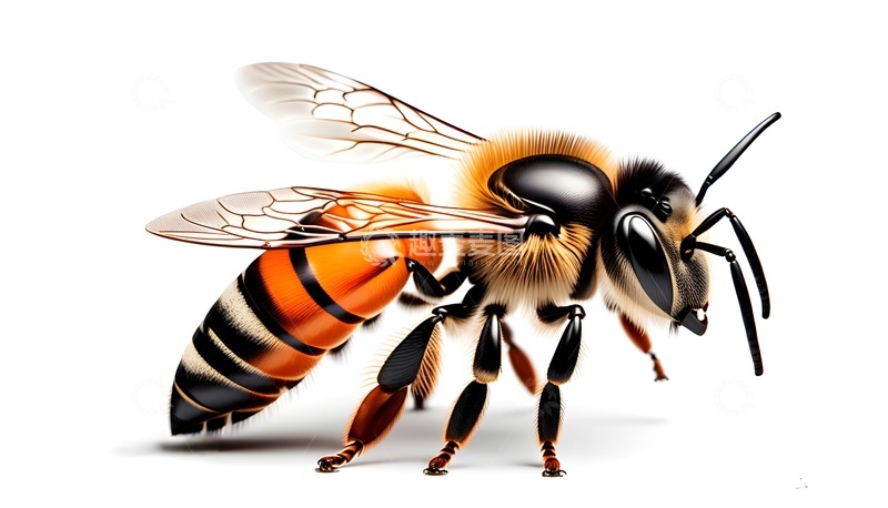 孤立的全身蜜蜂在白色背景