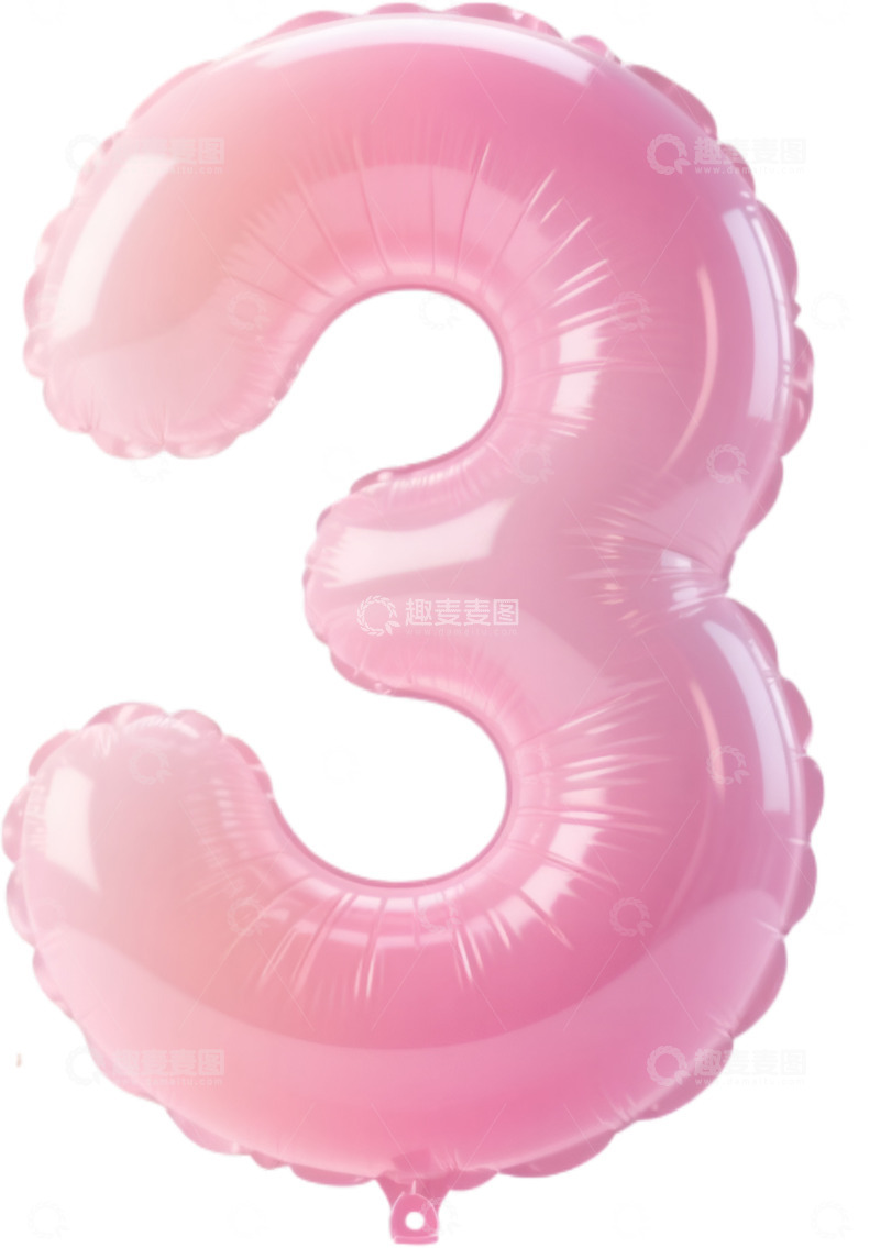高清大图下载【趣麦麦图】粉色3D数字3免扣素材