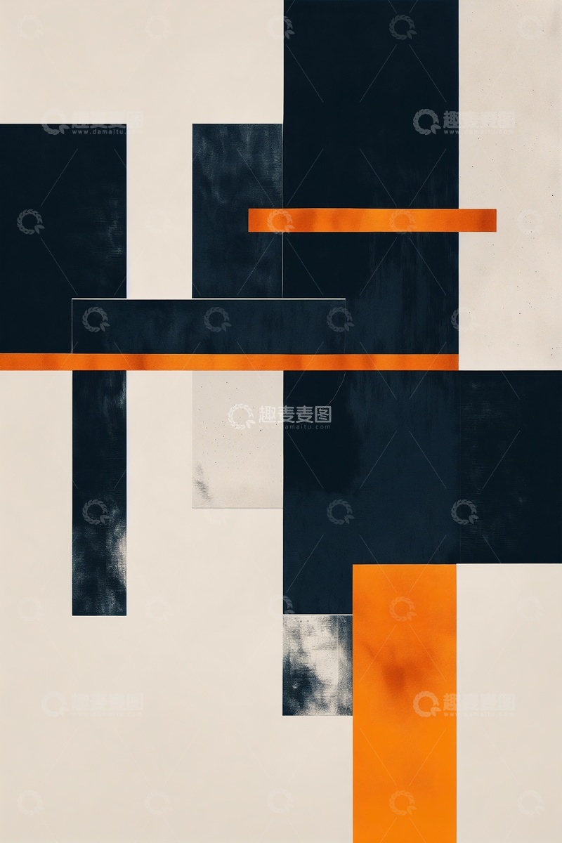 高清大图下载【趣麦麦图】深色黑色色块金色抽象画