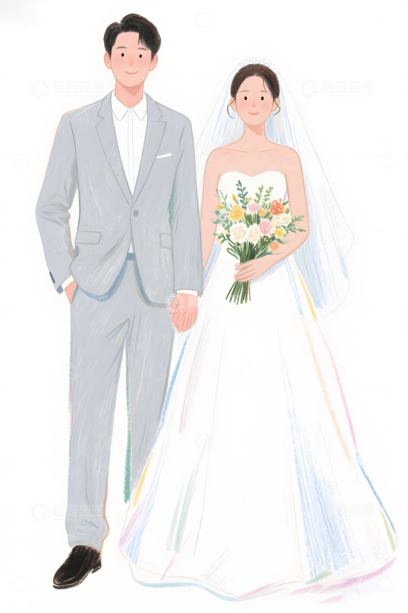 高清大图下载【趣麦麦图】婚礼人物卡通素材