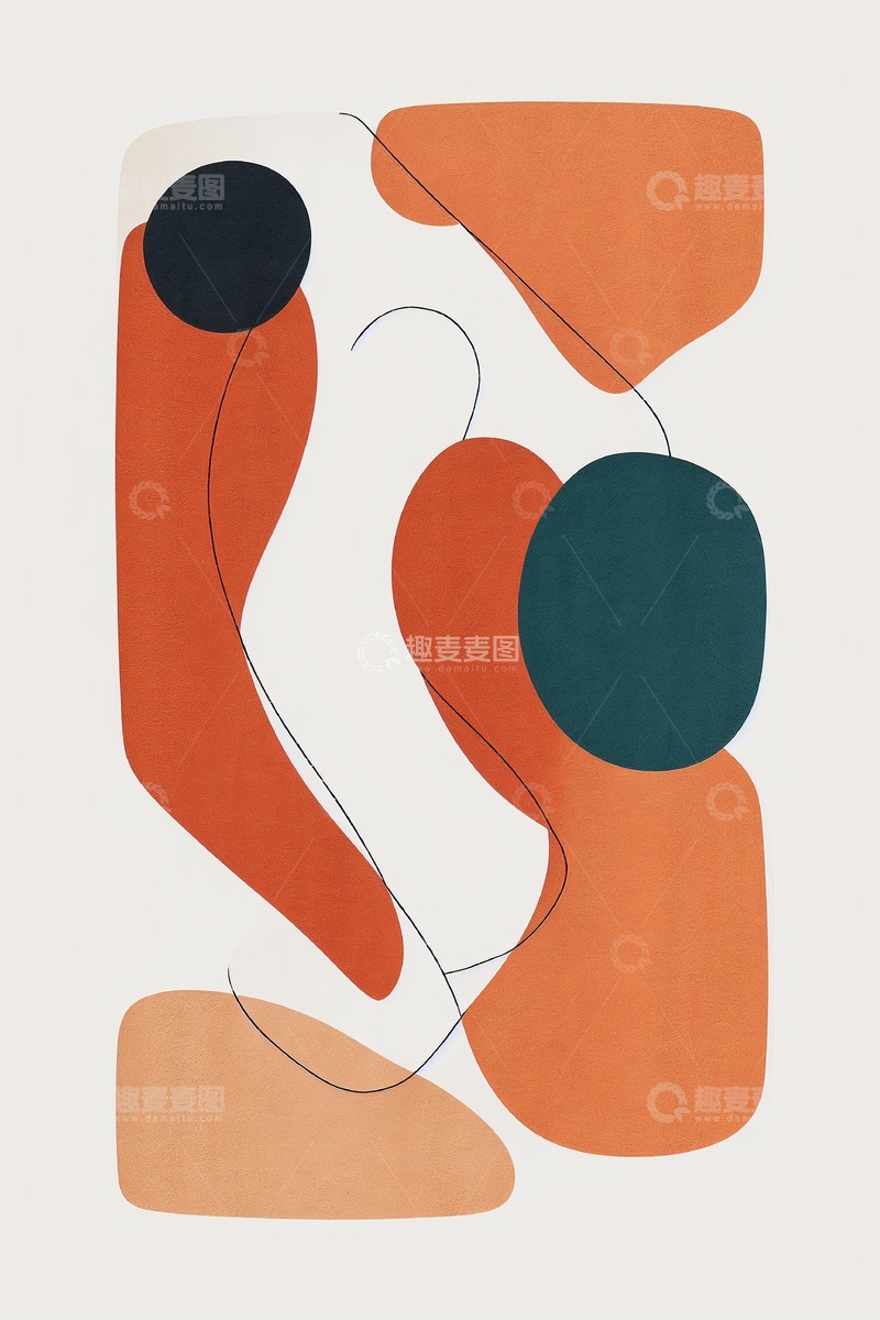 高清大图下载【趣麦麦图】极简风简约不规则色块抽象画