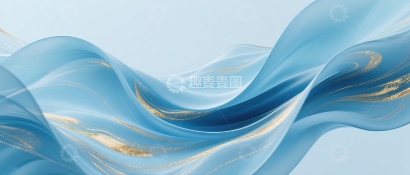 高清大图下载【趣麦麦图】蓝色绸缎渐变背景