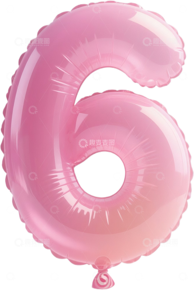 高清大图下载【趣麦麦图】粉色3D数字6免扣素材