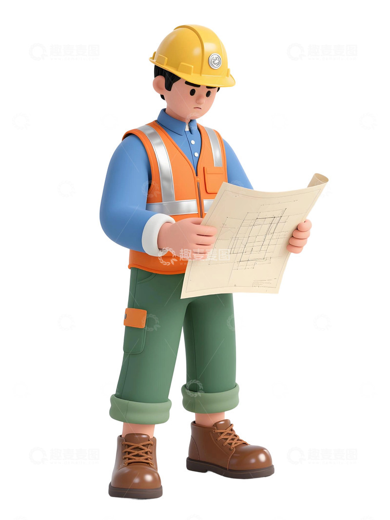 高清大图下载【趣麦麦图】-建筑工人主题插画87