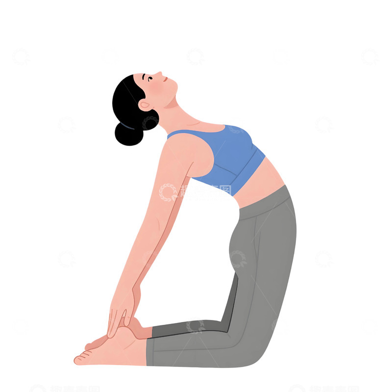 高清大图下载【趣麦麦图】瑜伽运动人物插画821