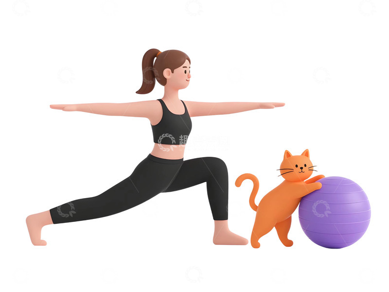 高清大图下载【趣麦麦图】瑜伽运动人物插画1